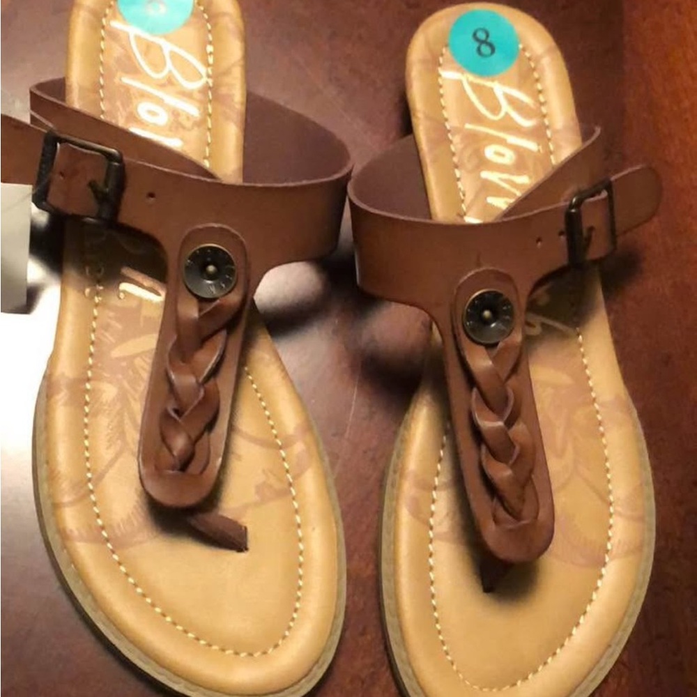 Blowfish Brown Braided T-Strap Sandals
